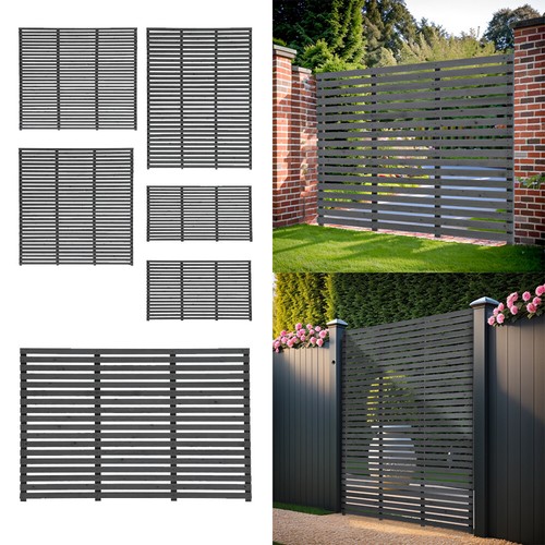 Grey slatted fence panels wood - fence,